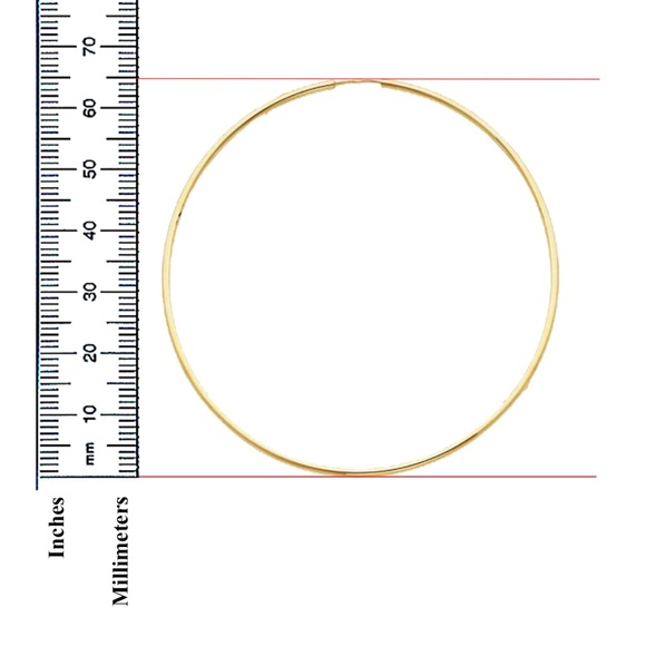 14K Yellow Gold Polished Endless Extra Large Hoop - Picture 3 of 4